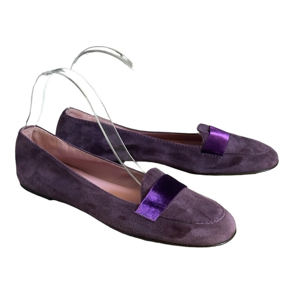 Saks Fifth Avenue Soft Plum Purple Suede Loafer Flats Size 9.5 NWT Leather - Picture 3 of 8